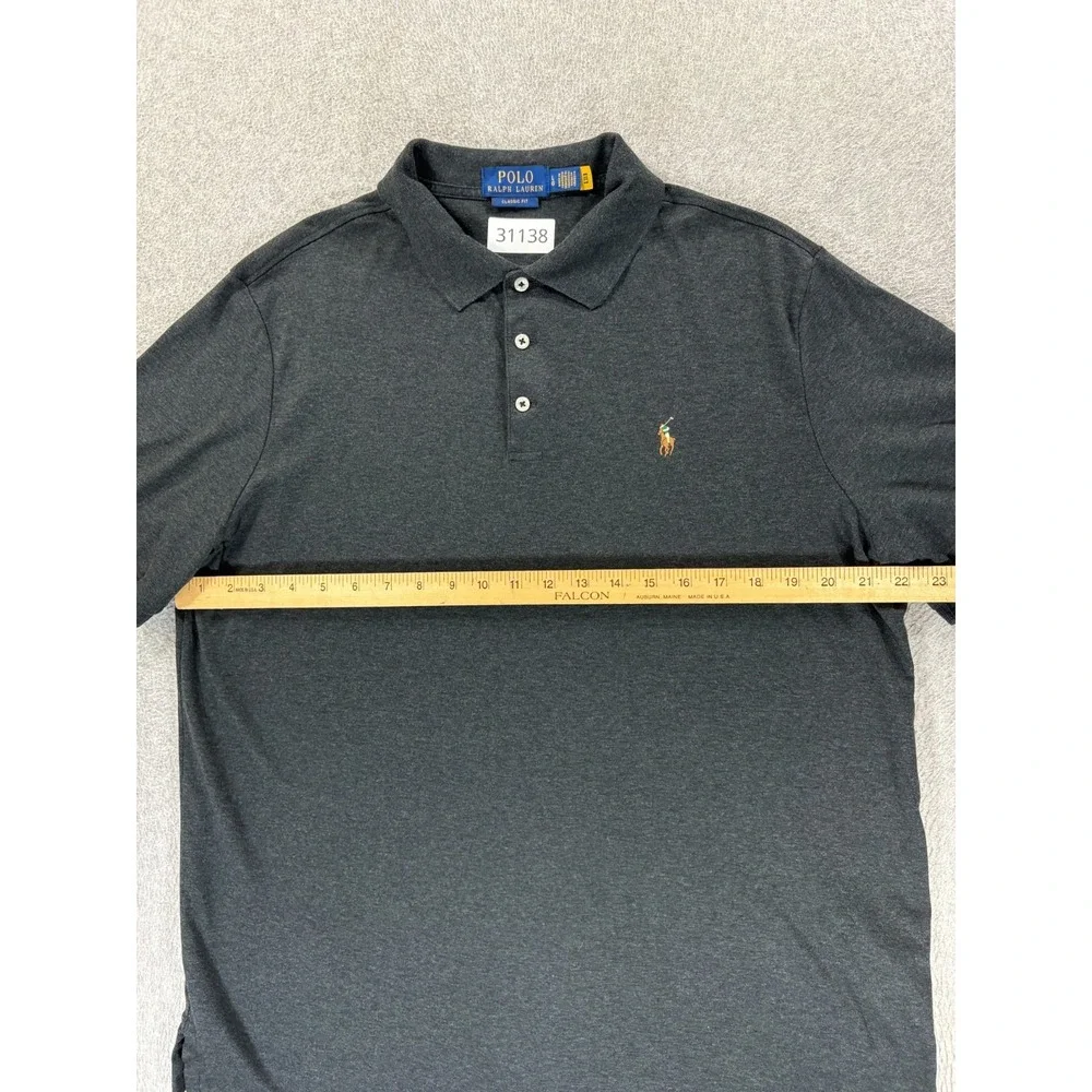 Polo Ralph Lauren Oxford Stitched Logo S/S Polo Shirt (Men's Large) Gray/Black